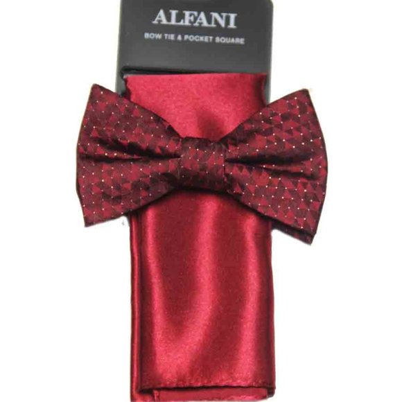NEW $55 Alfani Bow Tie + Pocket Square Red Men's - Picture 1 of 1